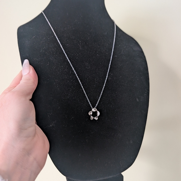 Stamped 925 Silver Necklace with Knot Pendant - Picture 2 of 11